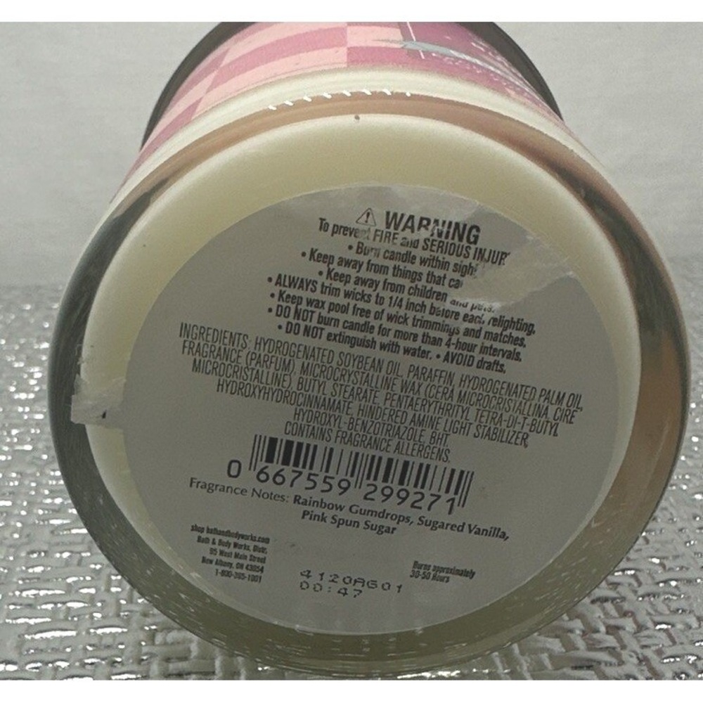 Bath & Body Works Pink Gumball Single Wick Candle 8 oz Soy Wax Blend Pink New - Picture 4 of 4